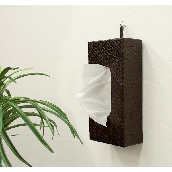 吊り下げられるパンダンで編まれたキャビティタイプのティッシュケースカバー アジア工房 11759 | ブランド登録なし | 01