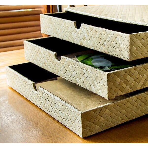 三段チェスト 卓上 チェスト A4 引き出し BOX キャビネット 収納 ボックス 小物入れ 棚 収納ケース おしゃれ ナチュラル 蓋つき ふた付き 収納箱 アジア工房 117 | ブランド登録なし | 02