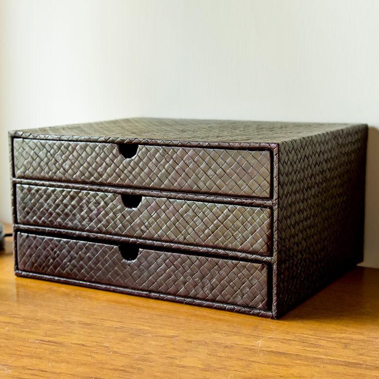 三段チェスト 卓上 チェスト A4 引き出し BOX キャビネット 収納 ボックス 小物入れ 棚 収納ケース おしゃれ ナチュラル 蓋つき ふた付き 収納箱 アジア工房 117 | ブランド登録なし | 06