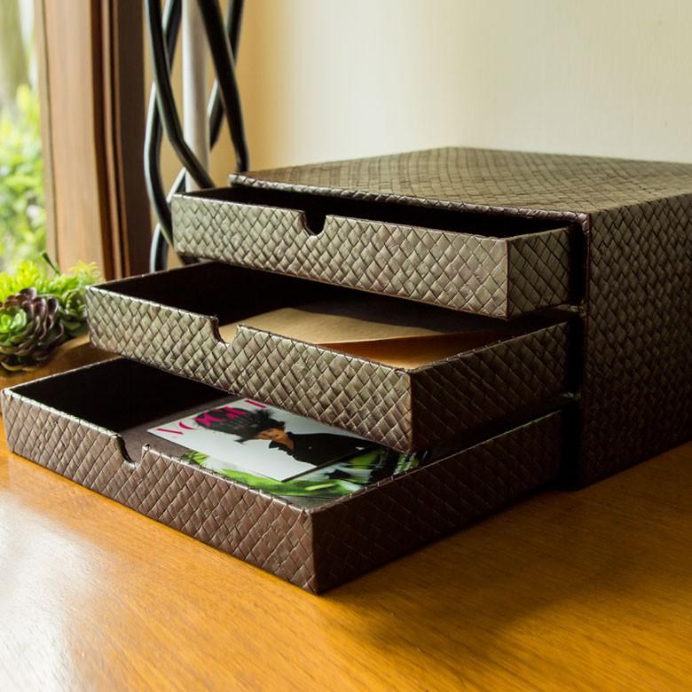 三段チェスト 卓上 チェスト A4 引き出し BOX キャビネット 収納 ボックス 小物入れ 棚 収納ケース おしゃれ ナチュラル 蓋つき ふた付き 収納箱 アジア工房 117 | ブランド登録なし | 08