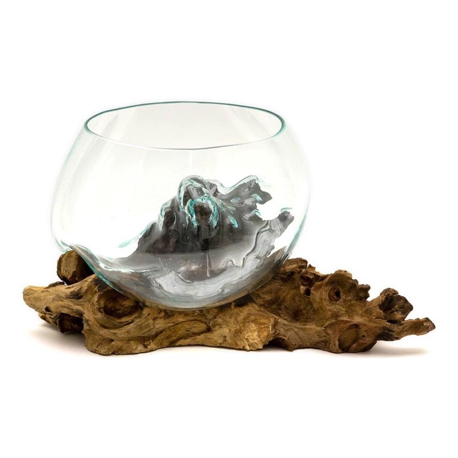 ガラス鉢 流木 プランターオブジェ ガラスボウル オブジェ テラリウム 観葉植物 プランター ガラス容器 西海岸 男前 置物 Sサイズ アジア工房 12160 | ELEMENTS（インテリア） | 16