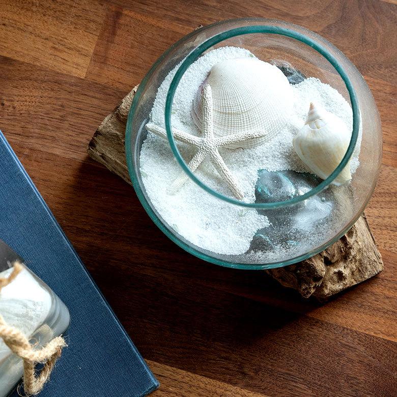 ガラス鉢 流木 プランターオブジェ ガラスボウル オブジェ テラリウム 観葉植物 プランター ガラス容器 西海岸 男前 置物 Lサイズ アジア工房 12162 | ELEMENTS（インテリア） | 10