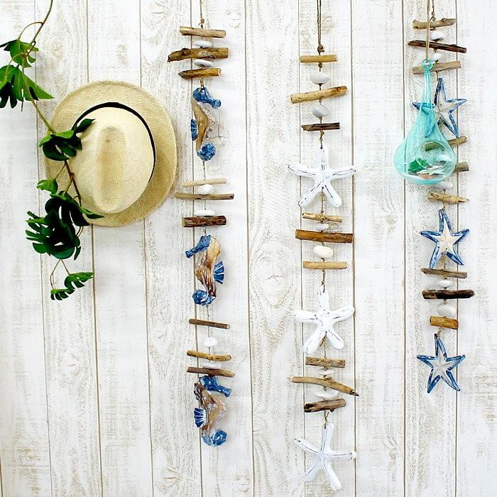オーナメント 壁飾り 流木 ヒトデ ブルー ロング ビーチ 西海岸 男前 アジア工房 12280 | ブランド登録なし | 03