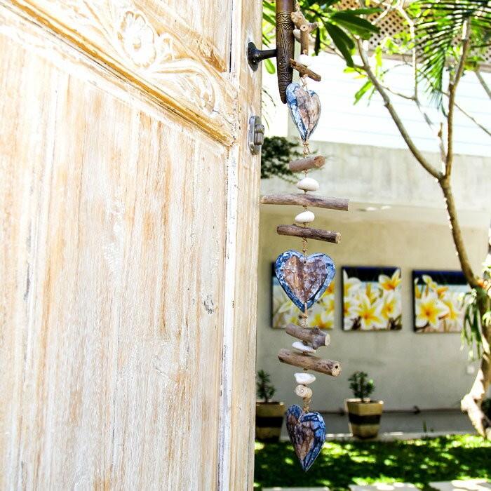 オーナメント 壁飾り 流木 ハート ブルー ロング ビーチ 西海岸 男前