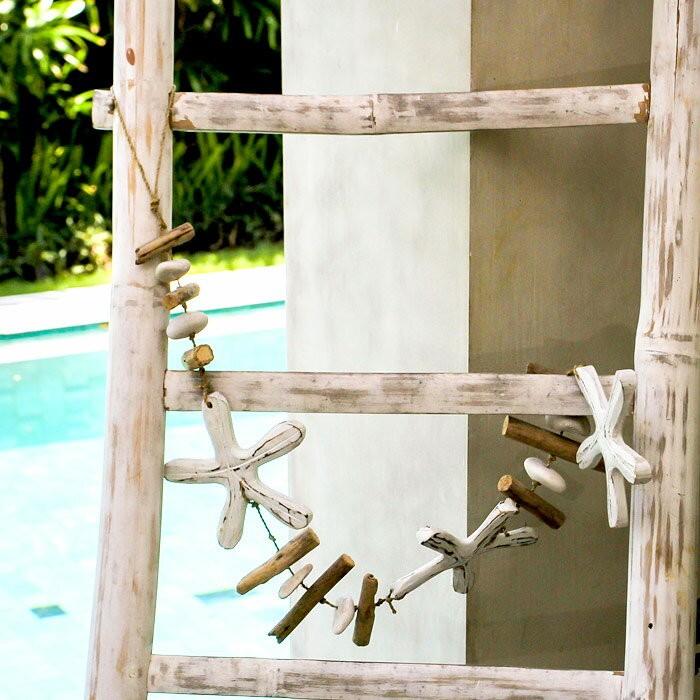 オーナメント 壁飾り 流木 ヒトデ ホワイト ロング ビーチ 西海岸 男前 アジア工房 12291 | ブランド登録なし | 01