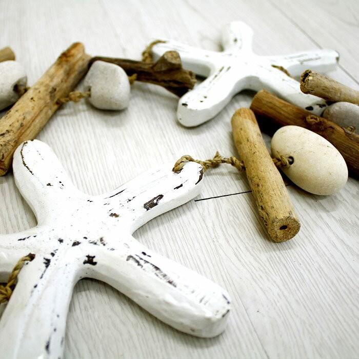 オーナメント 壁飾り 流木 ヒトデ ホワイト ロング ビーチ 西海岸 男前 アジア工房 12291 | ブランド登録なし | 02