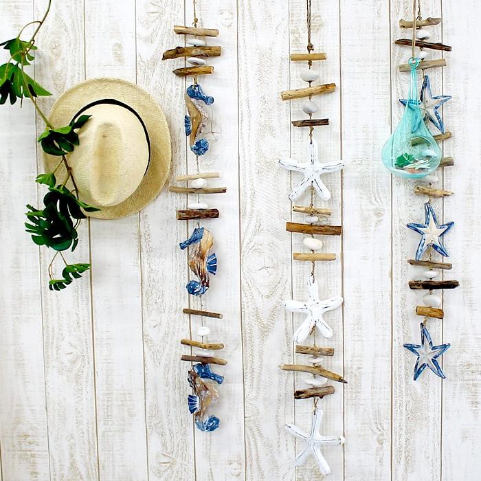 オーナメント 壁飾り 流木 ヒトデ ホワイト ロング ビーチ 西海岸 男前 アジア工房 12291 | ブランド登録なし | 03