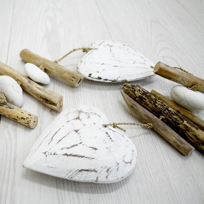 オーナメント 壁飾り 流木 ハート ホワイト ロング ビーチ 西海岸 男前 アジア工房 12293 | ブランド登録なし | 02