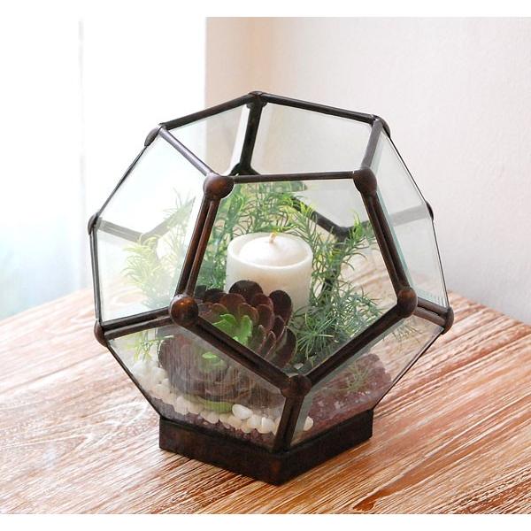 多面体ガラスのキャンドルランタン キャンドルホルダー ろうそく立て 停電時 ガラスケース ディスプレイ テラリウム アジア工房 12300 | ブランド登録なし | 01