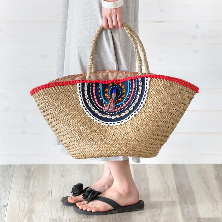 ウォーターヒヤシンスで編まれたかごバッグ ネイビー アジア工房 12441 | ブランド登録なし | 01