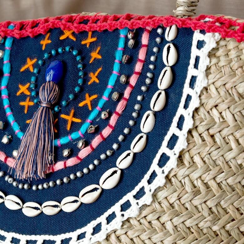 ウォーターヒヤシンスで編まれたかごバッグ ネイビー アジア工房 12441 | ブランド登録なし | 02