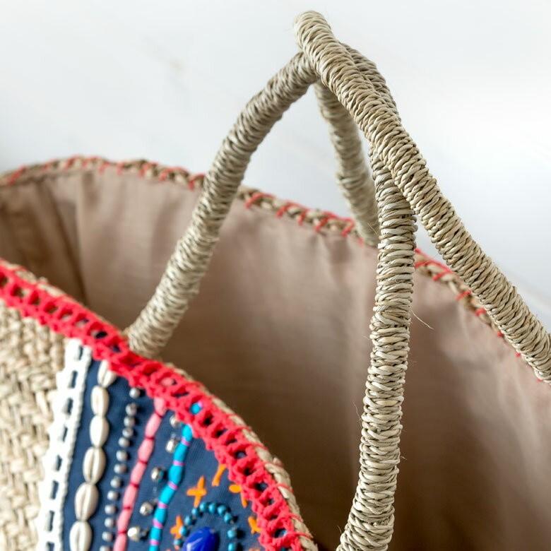 ウォーターヒヤシンスで編まれたかごバッグ ネイビー アジア工房 12441 | ブランド登録なし | 04