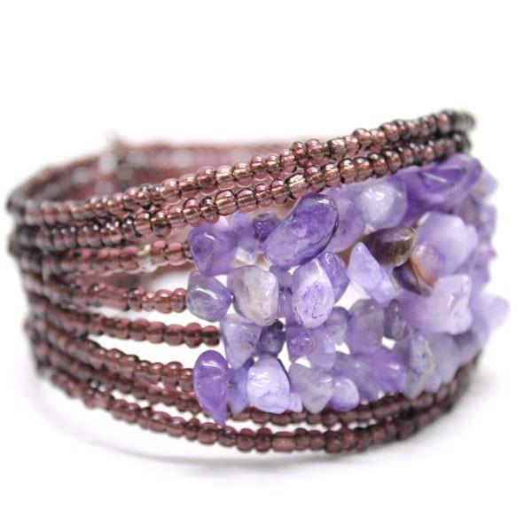 ストーンをあしらったビーズのワイドバングル 2色展開 アジア工房 1253 | ブランド登録なし | 01