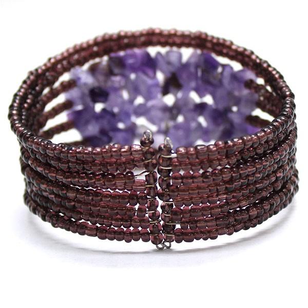 ストーンをあしらったビーズのワイドバングル 2色展開 アジア工房 1253 | ブランド登録なし | 02