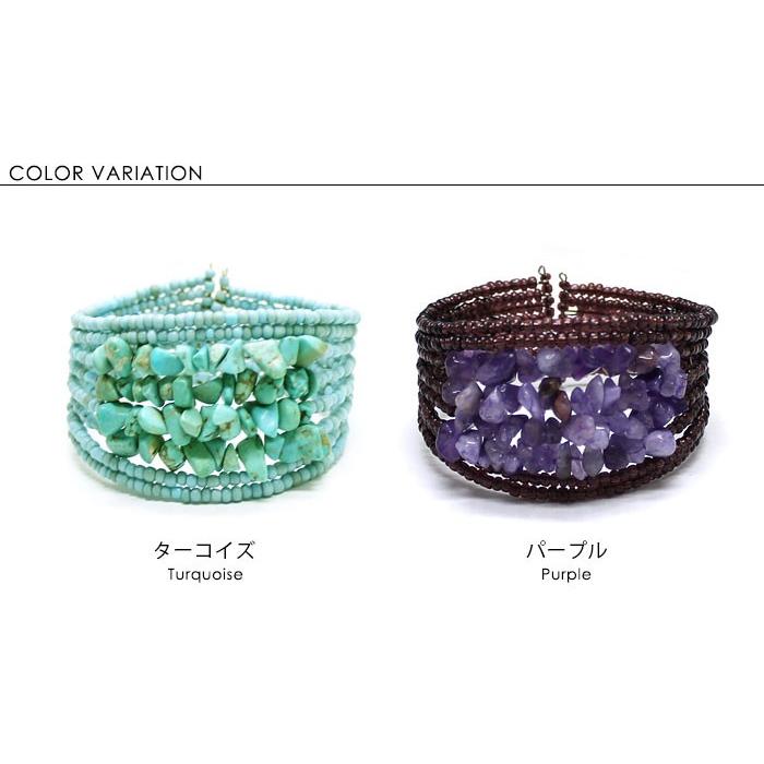 ストーンをあしらったビーズのワイドバングル 2色展開 アジア工房 1253 | ブランド登録なし | 05