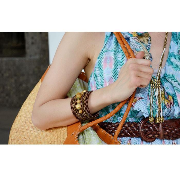 ココナッツウッドビーズのワイドバングル アジア工房 12540 | ブランド登録なし | 02