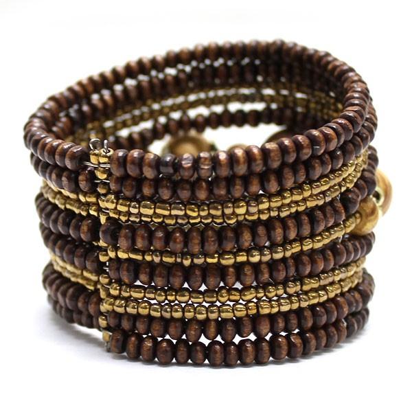 ココナッツウッドビーズのワイドバングル アジア工房 12540 | ブランド登録なし | 04