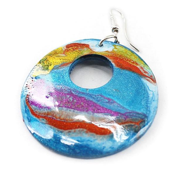 カラフルなマーブル模様のラウンドピアス 2色展開 アジア工房 1255 | ブランド登録なし | 02