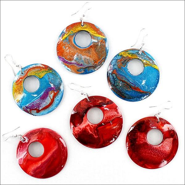 カラフルなマーブル模様のラウンドピアス 2色展開 アジア工房 1255 | ブランド登録なし | 04