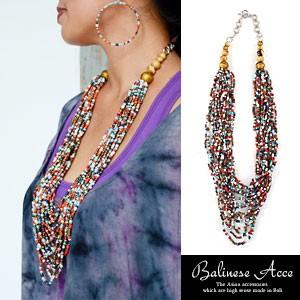 カラフルビーズのボリュームネックレス アジア工房 12570 | ブランド登録なし