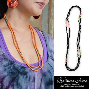 カラフルビーズのロングネックレス 2色展開 アジア工房 1258 | ブランド登録なし