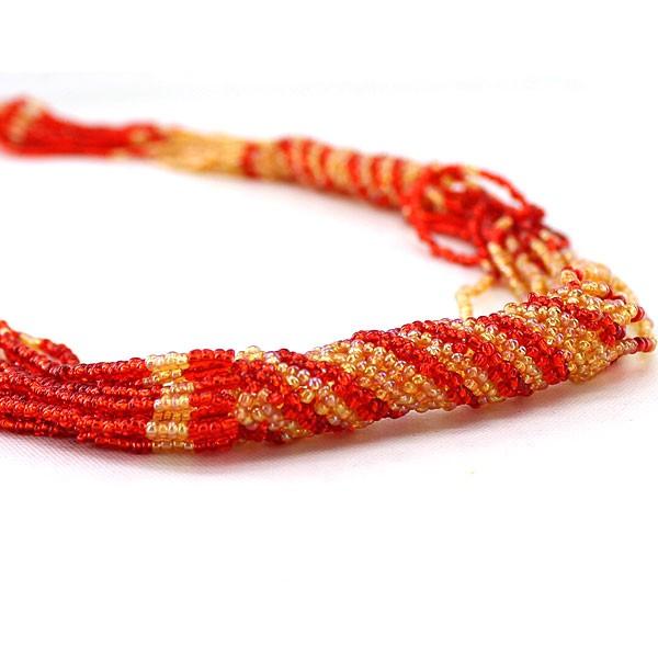 レッド×ベージュのビーズのボリュームネックレス アジア工房 12590 | ブランド登録なし | 03