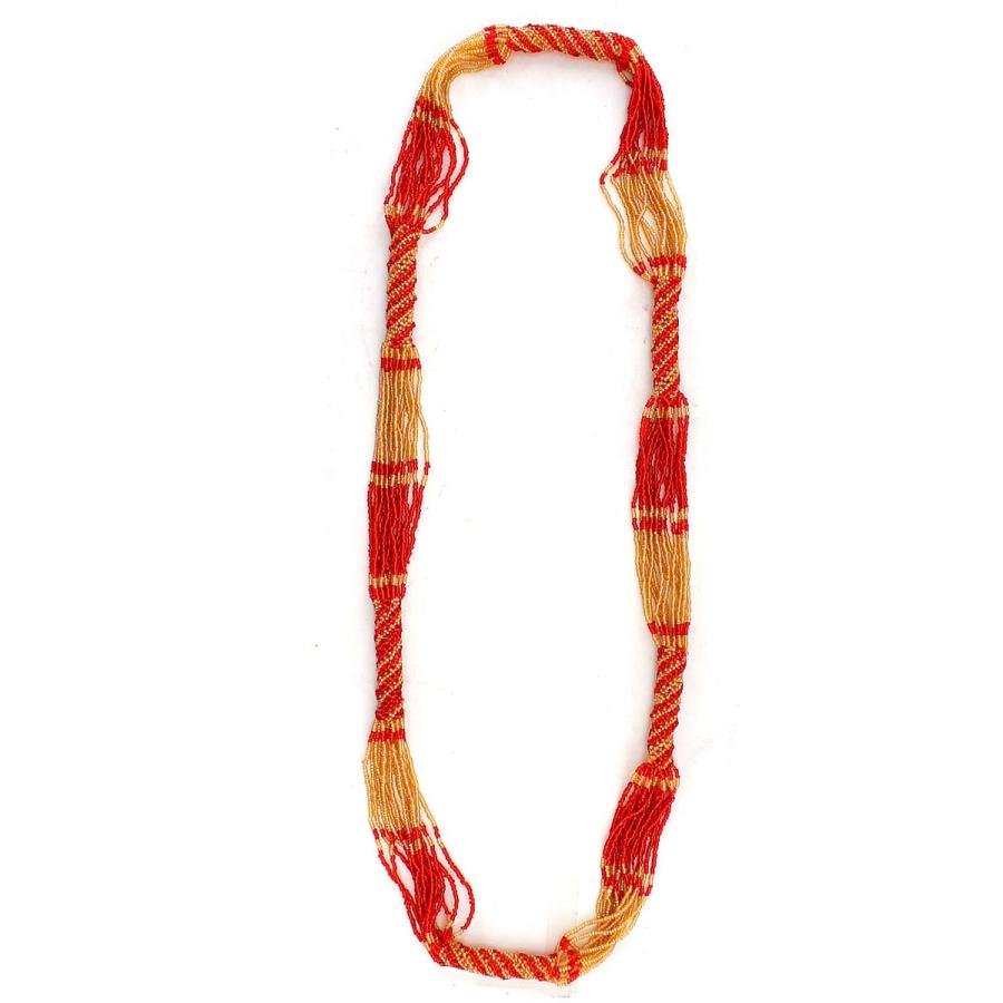 レッド×ベージュのビーズのボリュームネックレス アジア工房 12590 | ブランド登録なし | 05