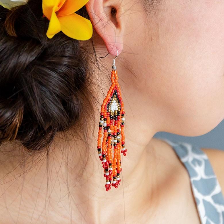 ピアス ビーズ フリンジ 揺れる アジアン エスニック カラフル おしゃれ バリ雑貨 フックピアス レディース 夏 1263 | ブランド登録なし | 05