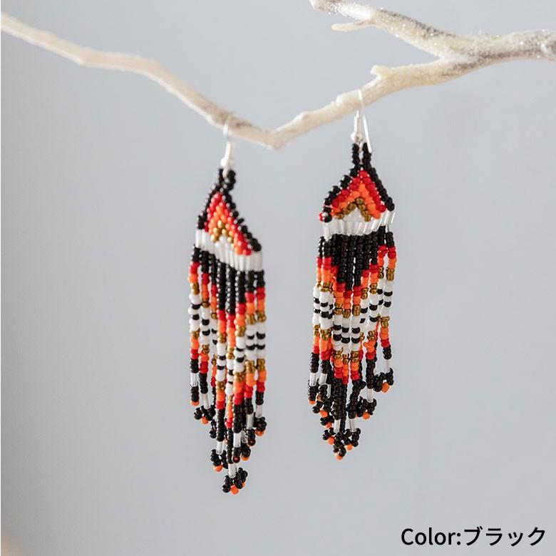 ピアス ビーズ フリンジ 揺れる アジアン エスニック カラフル おしゃれ バリ雑貨 フックピアス レディース 夏 1263 | ブランド登録なし | 06