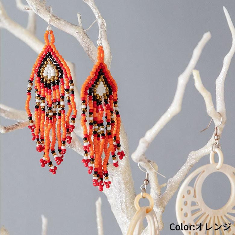 ピアス ビーズ フリンジ 揺れる アジアン エスニック カラフル おしゃれ バリ雑貨 フックピアス レディース 夏 1263 | ブランド登録なし | 07
