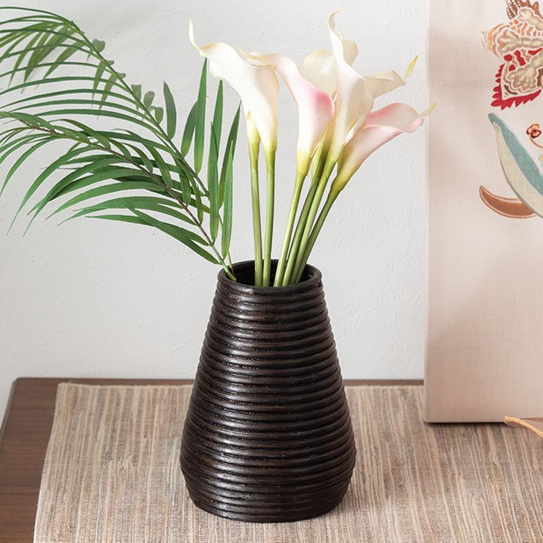 ぐるぐるラタンの造花フラワーベース 円錐型 アジア工房 12661 | ブランド登録なし
