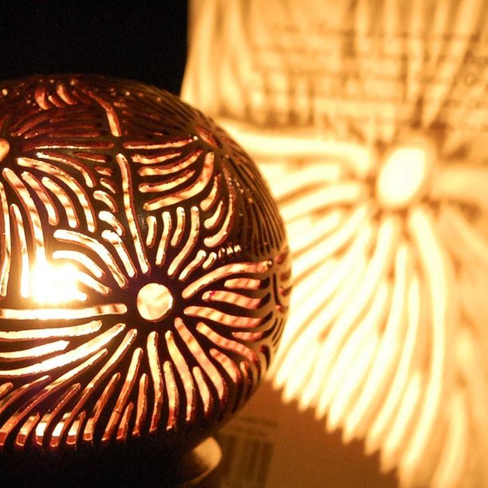 ココナッツボールランプ フラワーモチーフ アジア工房 12730 | ブランド登録なし | 01