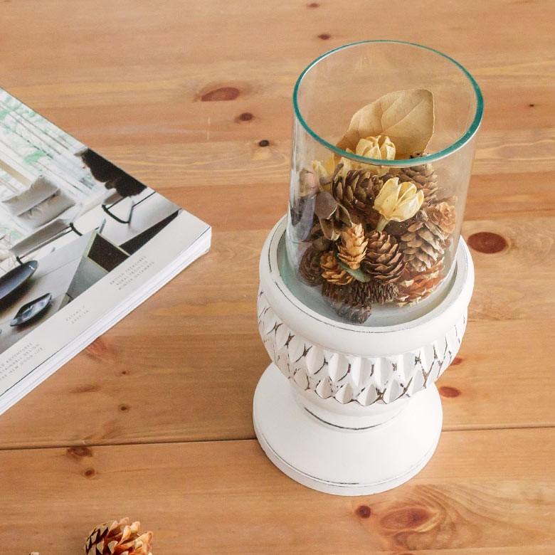 キャンドルホルダー ガラス ウッド 筒形 木 ろうそく立て 西海岸 男前 アジア工房 12800 | ELEMENTS（インテリア） | 06