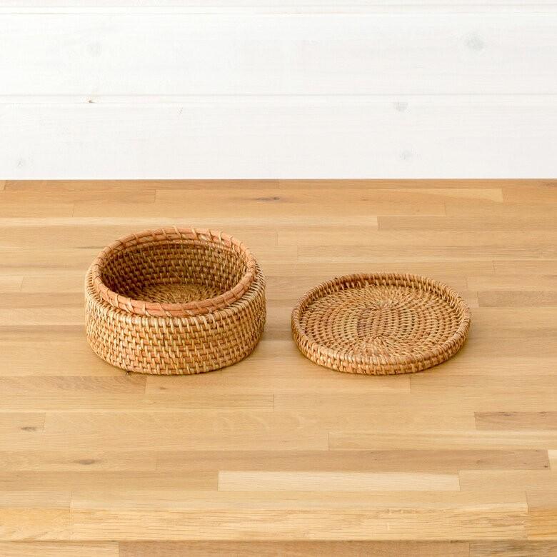 小物入れ おしゃれ 小物収納 フタ付き 小物ケース ハンドメイド デスク 卓上 蓋付き キッチン収納 ラタン 藤 ナチュラル 天然素材 かわいい アジア工房 12841 | ELEMENTS（インテリア） | 02