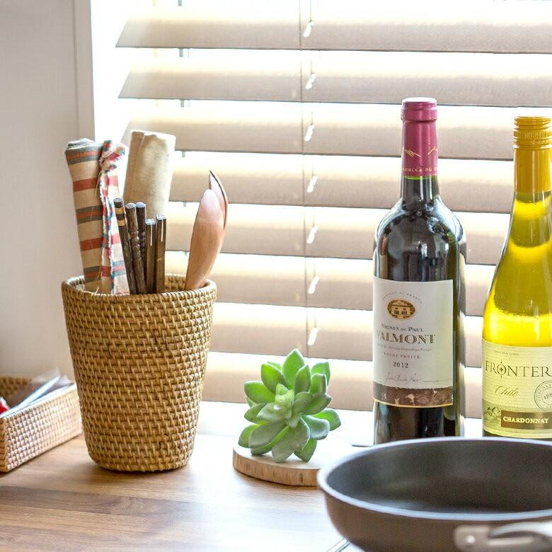 カトラリースタンド おしゃれ カトラリーケース 箸立て キッチン収納 ペン立て ペンスタンド ラタン 藤 ナチュラル 食器 ナイフ フォーク 箸 アジア工房 12842 | ELEMENTS（インテリア） | 02