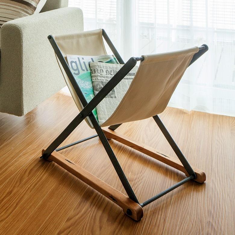 マガジンラック ラスティ ウッドとアイアンとレザー 木製 西海岸 男前 12930 | ブランド登録なし