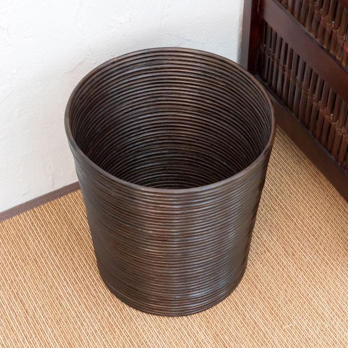 バスケット ゴミ箱 ごみ箱 ダストボックス ラタン 丸型 Mサイズ プランター カバー 収納 鉢カバー かご ランドリー ナチュラル アジア工房 13050 | ブランド登録なし