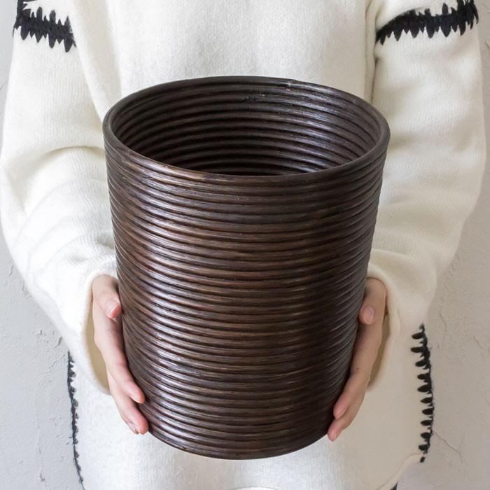 バスケット ゴミ箱 ごみ箱 ダストボックス ラタン 丸型 Mサイズ プランター カバー 収納 鉢カバー かご ランドリー ナチュラル アジア工房 13050 | ブランド登録なし | 02