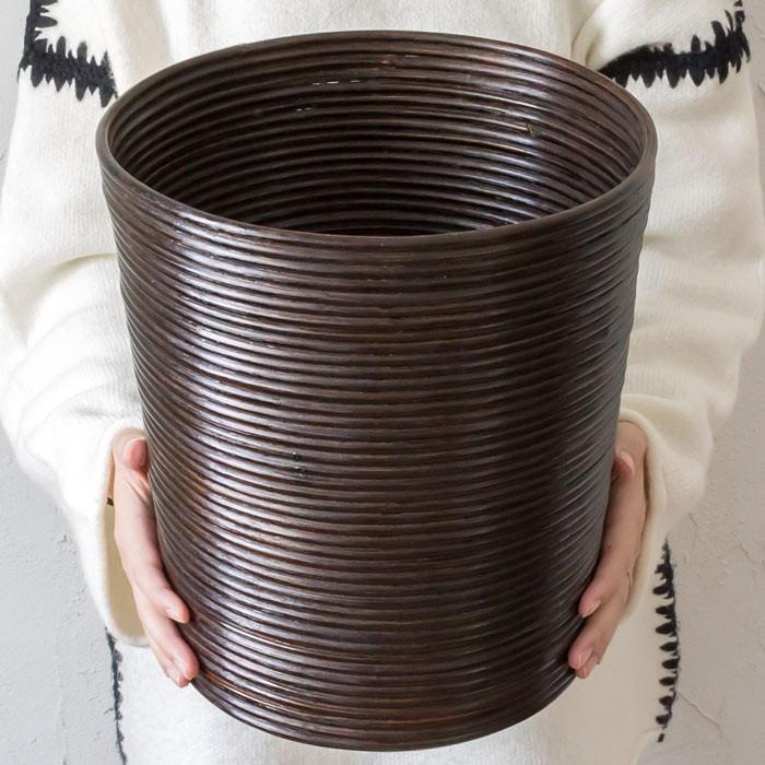 バスケット ゴミ箱 ごみ箱 ダストボックス ラタン 丸型 Lサイズ プランター カバー 収納 鉢カバー かご ランドリー ナチュラル アジア工房 13060 | ブランド登録なし | 02