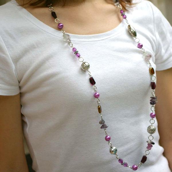 アジアン雑貨アメジストとボールビーズのロングネックレス 1319 | ブランド登録なし