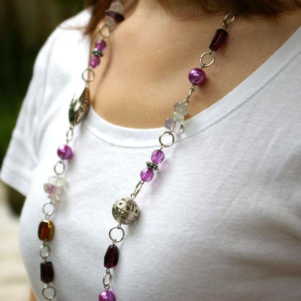 アジアン雑貨アメジストとボールビーズのロングネックレス 1319 | ブランド登録なし | 02