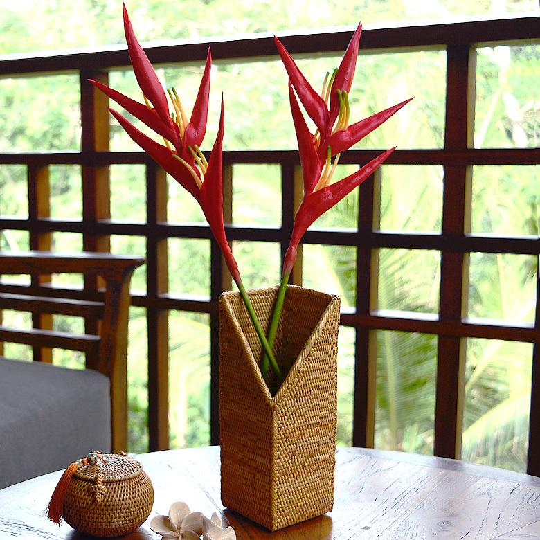 花瓶 フラワーベース 大きい カトラリースタンド アタ製 天然素材 ナチュラル アジアンインテリア アジア雑貨 13310 | ブランド登録なし