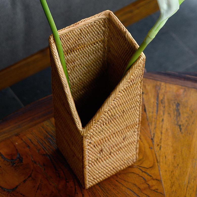 花瓶 フラワーベース 大きい カトラリースタンド アタ製 天然素材 ナチュラル アジアンインテリア アジア雑貨 13310 | ブランド登録なし | 06