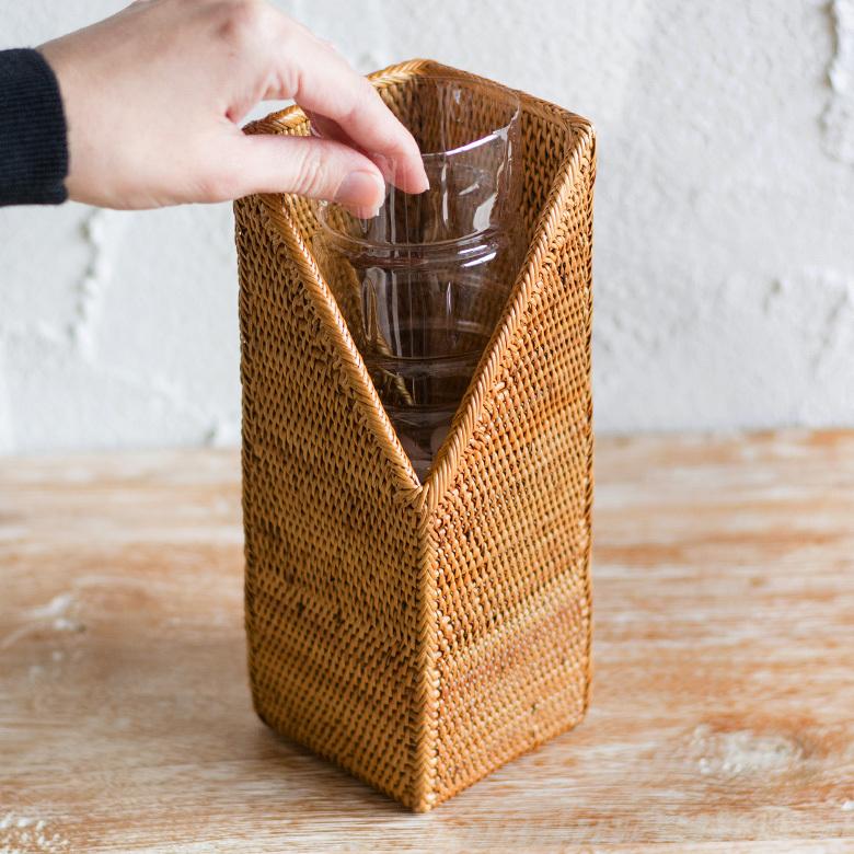 花瓶 フラワーベース 大きい カトラリースタンド アタ製 天然素材 ナチュラル アジアンインテリア アジア雑貨 13310 | ブランド登録なし | 07