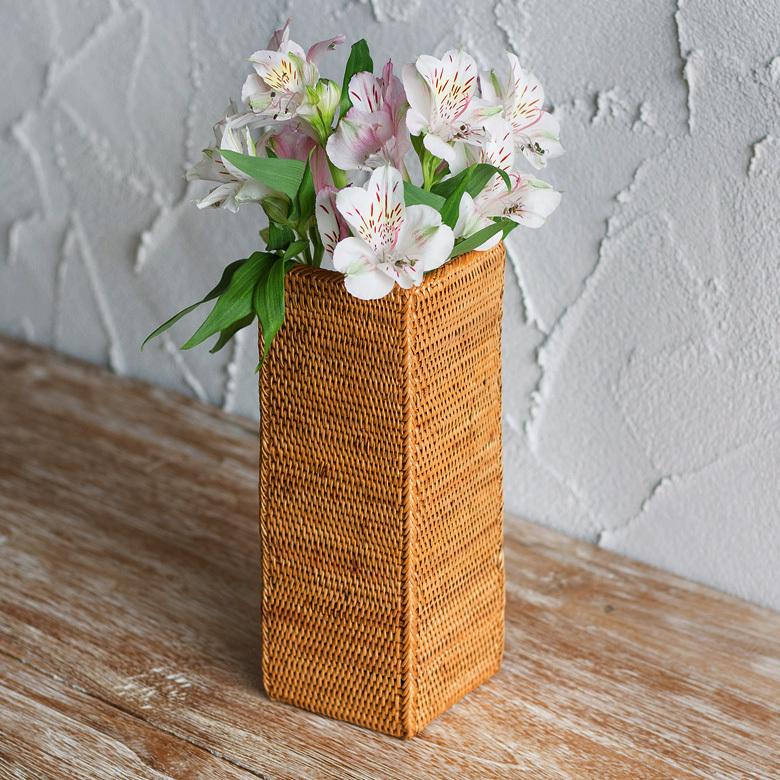 花瓶 フラワーベース 大きい カトラリースタンド アタ製 天然素材 ナチュラル アジアンインテリア アジア雑貨 13310 | ブランド登録なし | 09