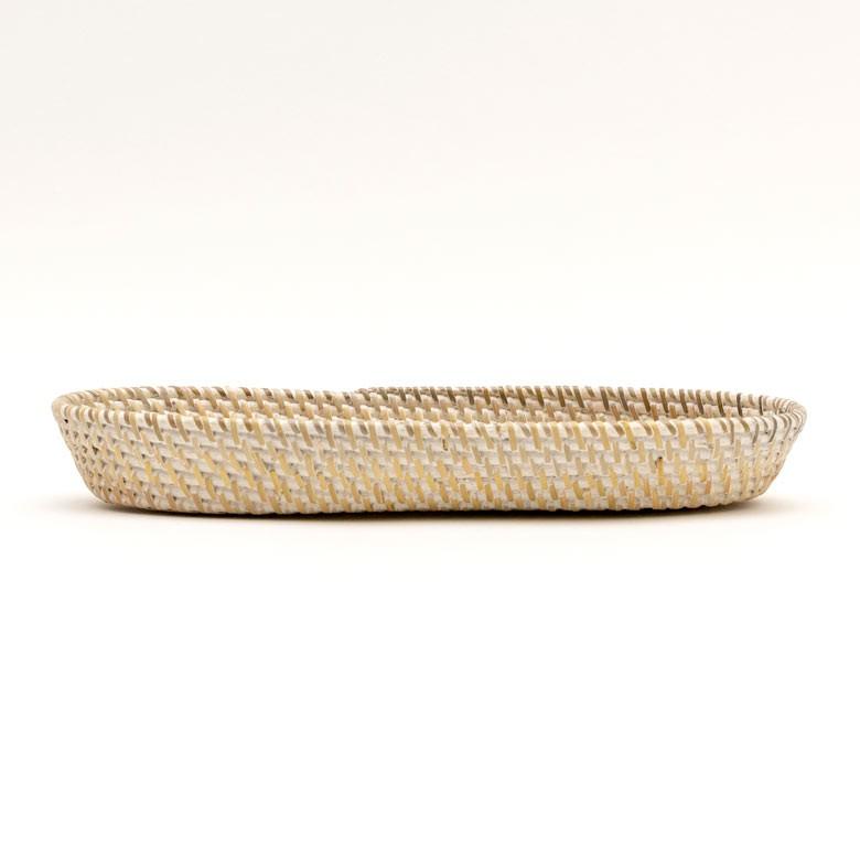 トレイ ラタン製 ホワイトウォッシュ 楕円形 かごバスケット デコレーショントレイ 小物収納 小物入れ カトラリーケース アジアン雑貨 13463 | ブランド登録なし | 10