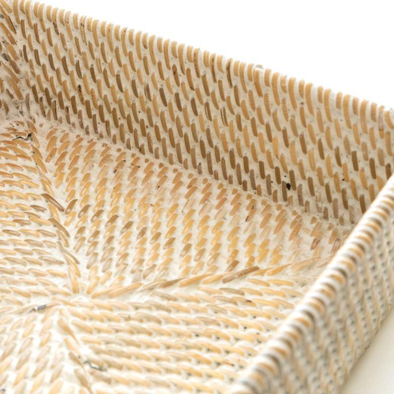 収納バスケット ラタン製 ホワイトウォッシュ 正方形 スクエア型 収納バスケット 小物収納 ラタンバスケット 小物入れ アジアン雑貨 13464 | ブランド登録なし | 01