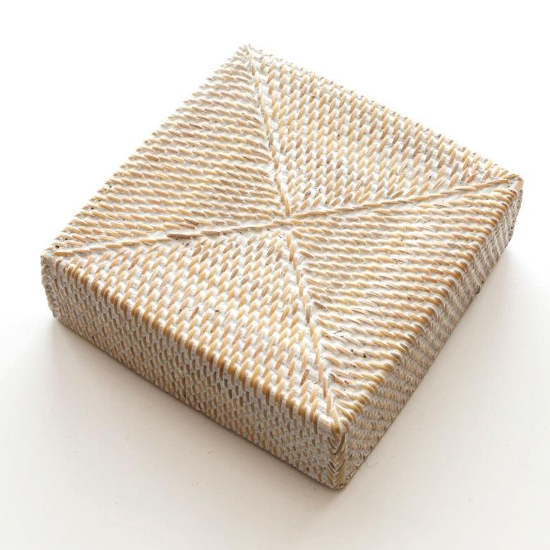 収納バスケット ラタン製 ホワイトウォッシュ 正方形 スクエア型 収納バスケット 小物収納 ラタンバスケット 小物入れ アジアン雑貨 13464 | ブランド登録なし | 11