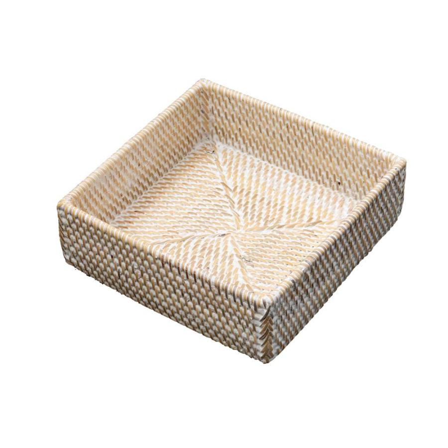 収納バスケット ラタン製 ホワイトウォッシュ 正方形 スクエア型 収納バスケット 小物収納 ラタンバスケット 小物入れ アジアン雑貨 13464 | ブランド登録なし | 12