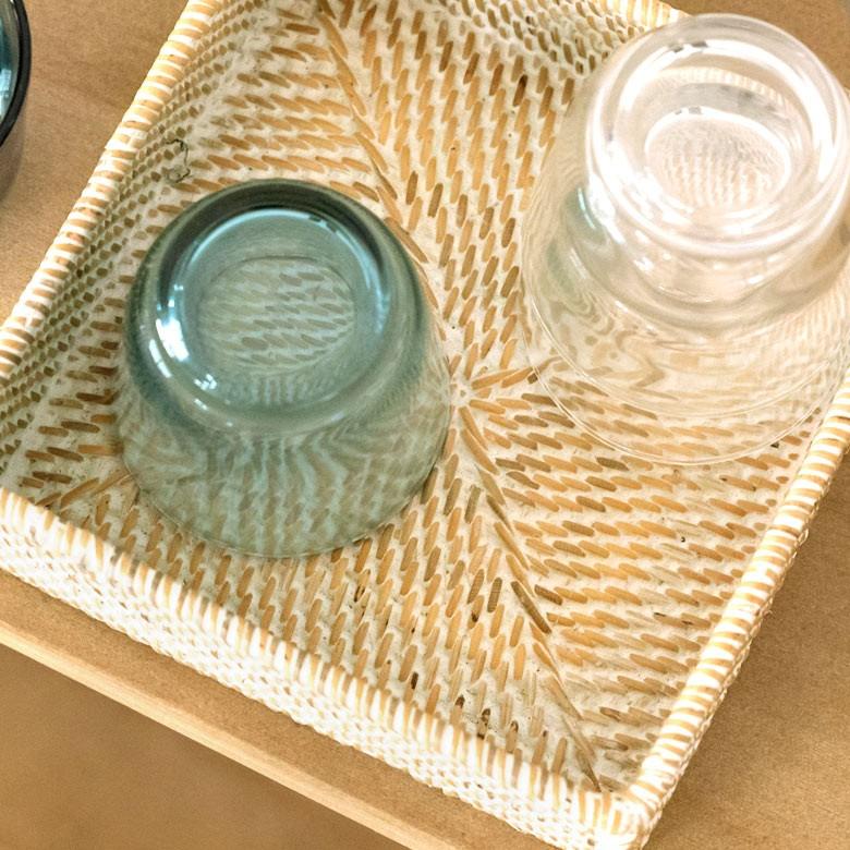 収納バスケット ラタン製 ホワイトウォッシュ 正方形 スクエア型 収納バスケット 小物収納 ラタンバスケット 小物入れ アジアン雑貨 13464 | ブランド登録なし | 02